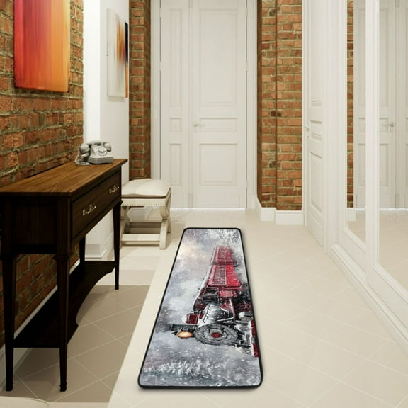 Train Snow Runner Rug Non Slip 7224 in Ares Rugs for Bedroom Bathroom Living Room