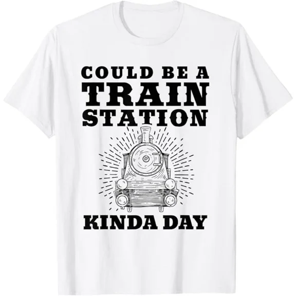 Train Station Kinda Day Funny Retro Model Train Railroad Unisex T-Shirt, up to size 5XL