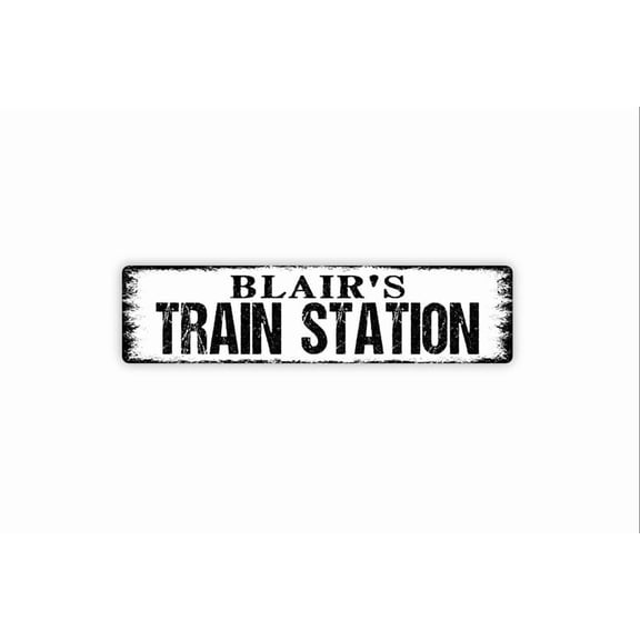 Train Station Sign Custom Metal Aluminum Sign Rustic Street Sign or Door Name Plate Plaque - Size: 16 x 4 Inches