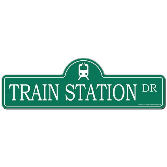 Train Station Street Sign | Indoor/Outdoor | Funny Home Decor for Garages, Living Rooms, Bedroom, Offices | SignMission personalized gift