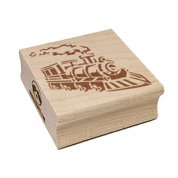 Train Steam Engine Locomotive Transportation Vehicle Square Rubber Stamp Stamping Scrapbooking Crafting - Small 1.25in
