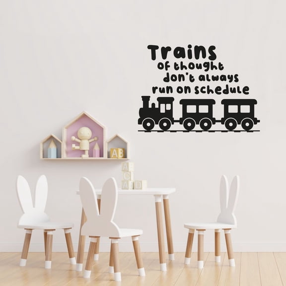 Train Of Thought Don't Always Run On Schedule - Train Quote Train Silhouette Vinyl Wall Sticker Decal Art Décor Home Room Kids Room Boys Girls Room Train Lover Living Room Decoration Size (22x30 inch)