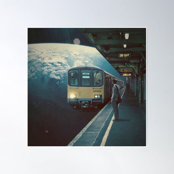 Train To The Moon Poster Wall Art, Modern Wall Decor, 16x16 UNFRAMED