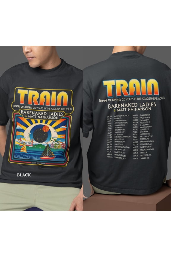 Train Tour 2026 Concert T-Shirt, 25 Years in the Atmosphere Tee,Navy Color,Size L