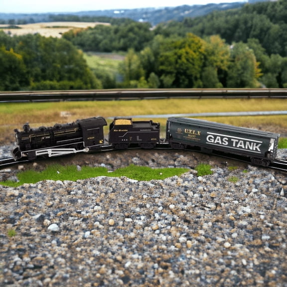 Train Toy Set for Boys Retro Train Set with Sound & Light 76.5 х 60.5 х 38.5 cm Realistic Train with Road Signs and Small Trees