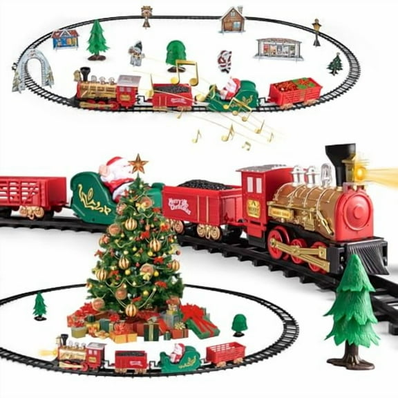 Train Toy for Toddler,Christmas Train Set Around Tree with Light & Sound for Kids,Battery Operated Electric Locomotive Engine,Cake Toppers Stocking Stuffers Gift for Toddlers Boys & Girls Ages 3-5