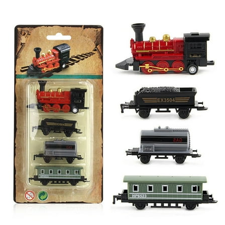 Train Toys,Model Train,Steam Train Model Set With Pull-Back Die-Cast Metal Locomotive for Display or Play - Ideal Home Decor and Gift for Enthusiasts, Collectors(D)
