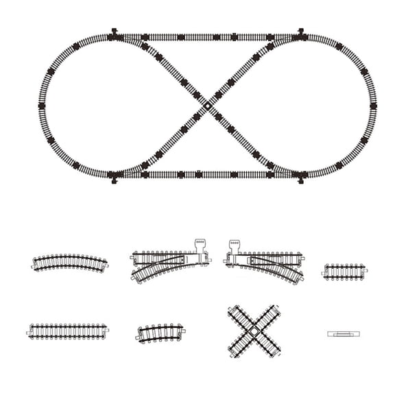 Train Track Building Set 62904, Railway Track Kit, Construction Blocks, DIY Train Track Expansion Set