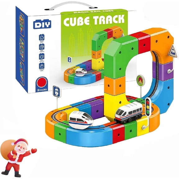 Train Track Fusion Set, 2026 81Pcs 3D Infinity Train Routes with Mix-and-Match Cubes, Funny Train Track with Moving Train (81Pcs Set)