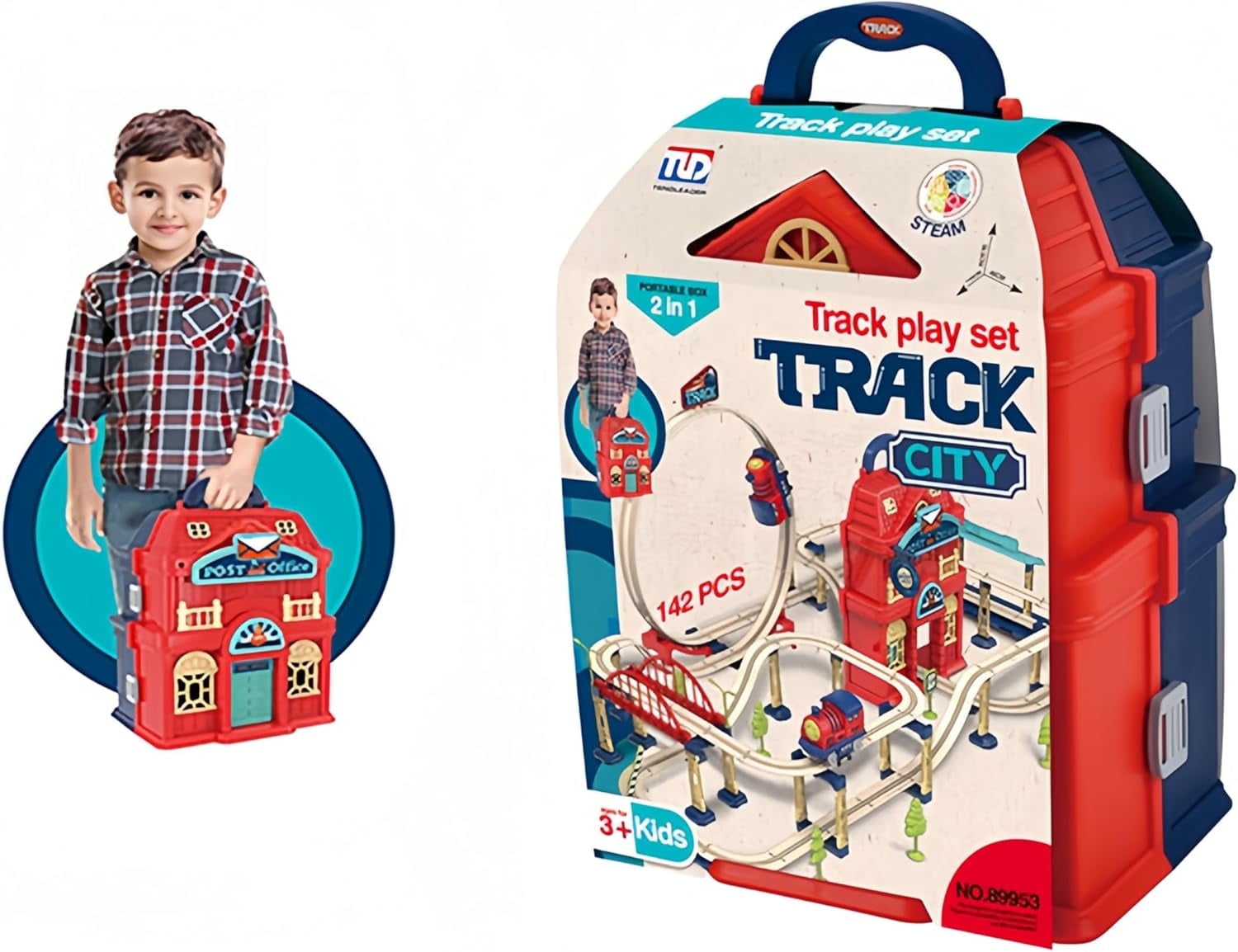 𝐏𝐑𝐄𝐌𝐈𝐔𝐌 Train Track Set for Toddlers & Kids – 142 PCS Train Tracks w/Reversible Curves, Bridges, Ramps – STEM Learning Toy for 3-7 Year Old Boys & Girls – Great Birthday Idea