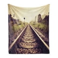 thumbnail image 1 of Train Track Soft Flannel Fleece Throw Blanket, Vintage Rural Inspired Railroad and Trees Photography Shoot from Low Angle, Cozy Plush for Indoor and Outdoor Use, 50" x 60", Multicolor, by Ambesonne, 1 of 5