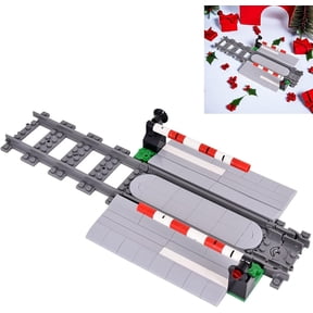 Train Tracks Crossing Building Blocks Set, 105 PCS Railroad Track with Crossing Gate, Traffic Lights and Road Accessories, Compatible with Major Brands, Construction Toy for Ages 6+