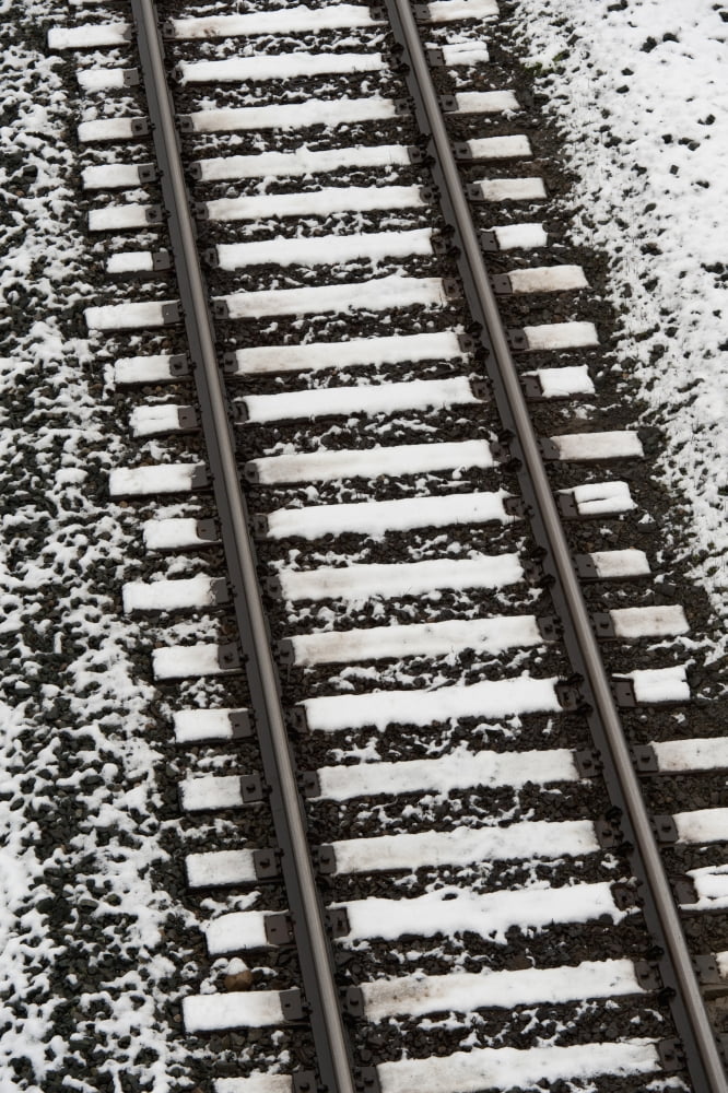 Train Tracks Lightly Covered With Snow Alberta Canada Canvas Art - Keith Levit Design Pics (12 x 19)