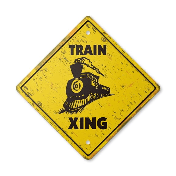 Train Vintage Crossing Sign Zone Xing | Indoor/Outdoor Plastic | 12" Tall rustic railroad collector RR lover model railroading HO