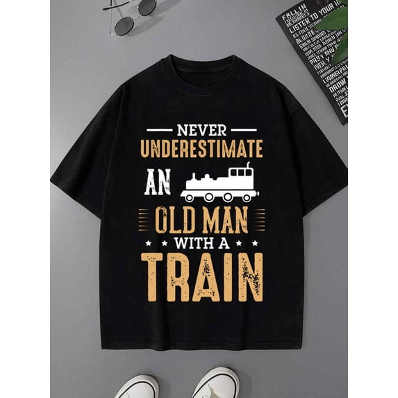 Train Wisdom Tee funny humor graphic t shirts t shirt men 180G 100% Cotton black Everyday wear, perfect for the office, dates, and outings Comfortable loose T-shirt Hip-hop street style wife work ne