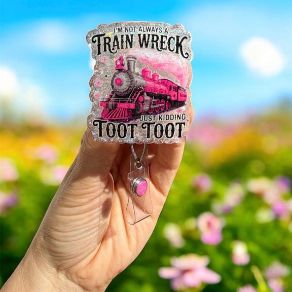 Train Wreck Badge Reel, Nurse Badge Reel, Teacher Badge Reel, Retractable, Glitter Badge Reel, Sarcastic Badge Reel, Hot Mess Express, Funny