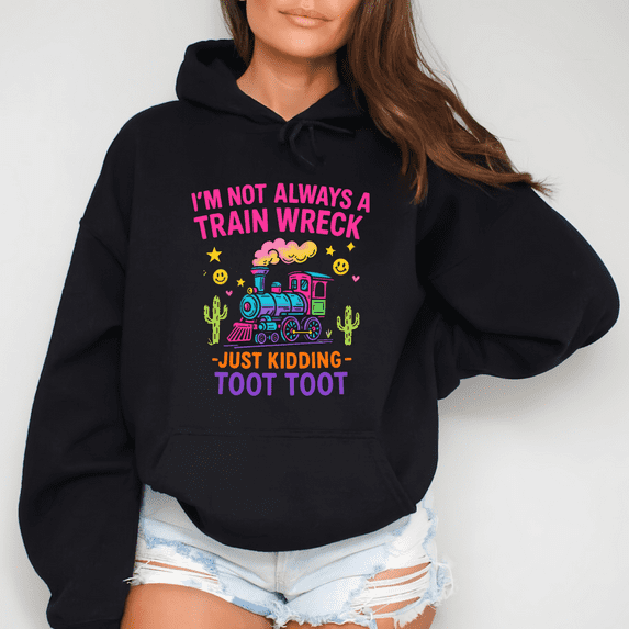 Train Wreck Graphic Tee T-Shirt Top Hooded long-sleeved softness and breathability Casual Cotton black S-2XL