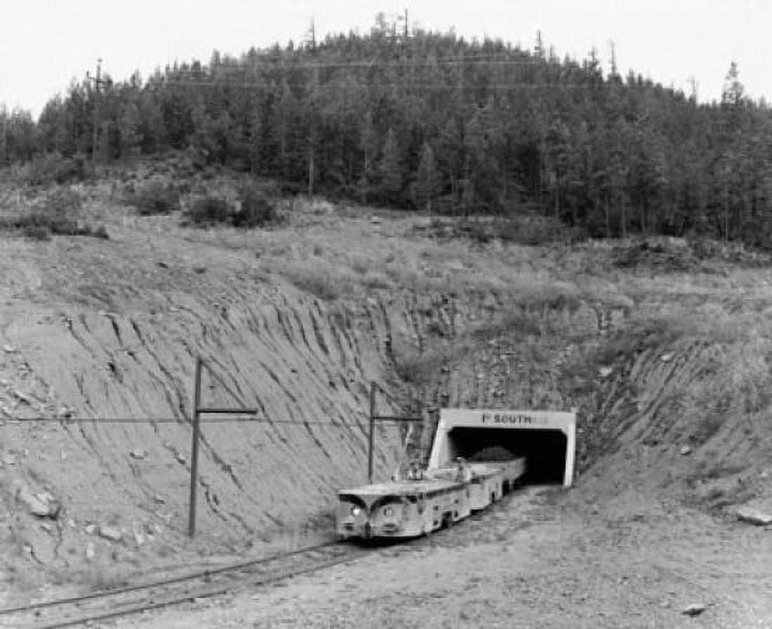 Train coming out from a tunnel of an iron mine Colorado USA Canvas Art - (24 x 36)