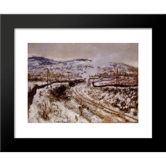 Train in the Snow at Argenteuil 20x24 Framed Art Print by Monet, Claude