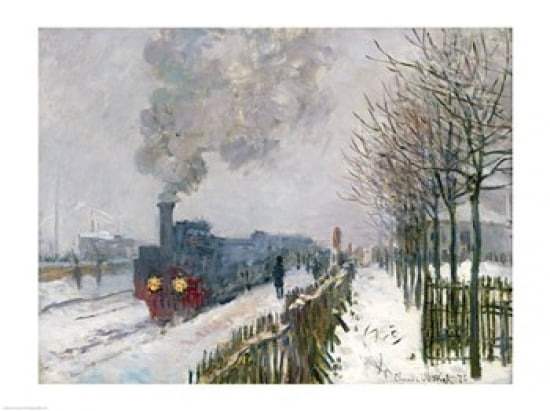 Train in the Snow or The Locomotive 1875 Canvas Art - Claude Monet (24 x 18)