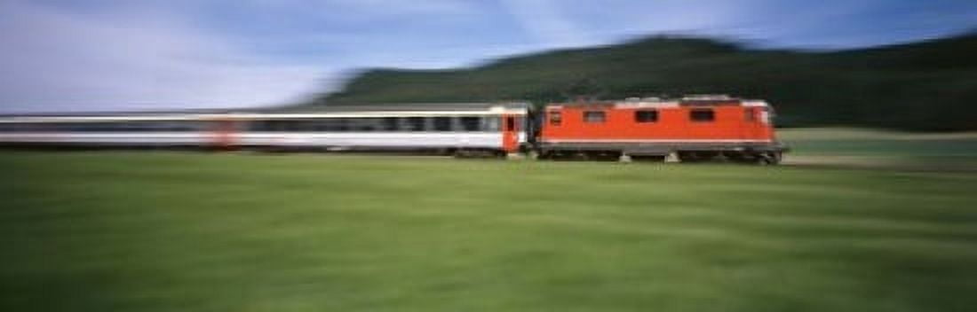 Train moving on a railroad track Canvas Art - Panoramic Images (18 x 6)