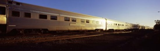 Train moving on railroad tracks Indian Pacific Train Broken Hill New South Wales Australia Canvas Art - Panoramic Images (36 x 12)