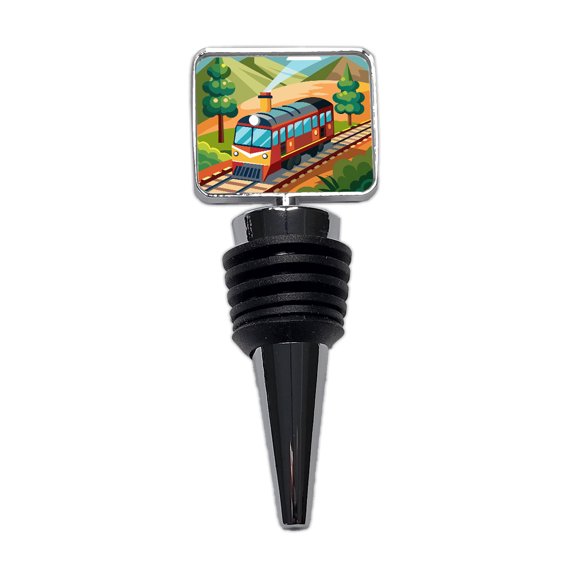 Train on Track Wine Bottle Stopper Cap Plug