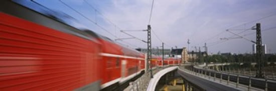 Train on railroad tracks Central Station Berlin Germany Canvas Art - Panoramic Images (36 x 12)