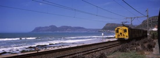 Train on railroad tracks False Bay Cape Town Western Cape Province Republic of South Africa Canvas Art - Panoramic Images (36 x 13)