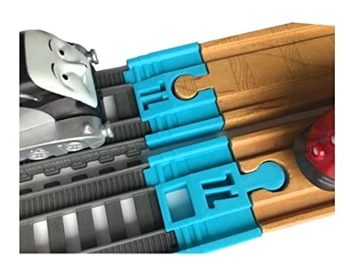 TrainLab Adapters, Compatible with Thomas & Friends TrackMaster Gray 2014 and Wooden Railway Tracks, Perfect Wooden Train Track Accessories for TrackMaster 2pcs Light Blue