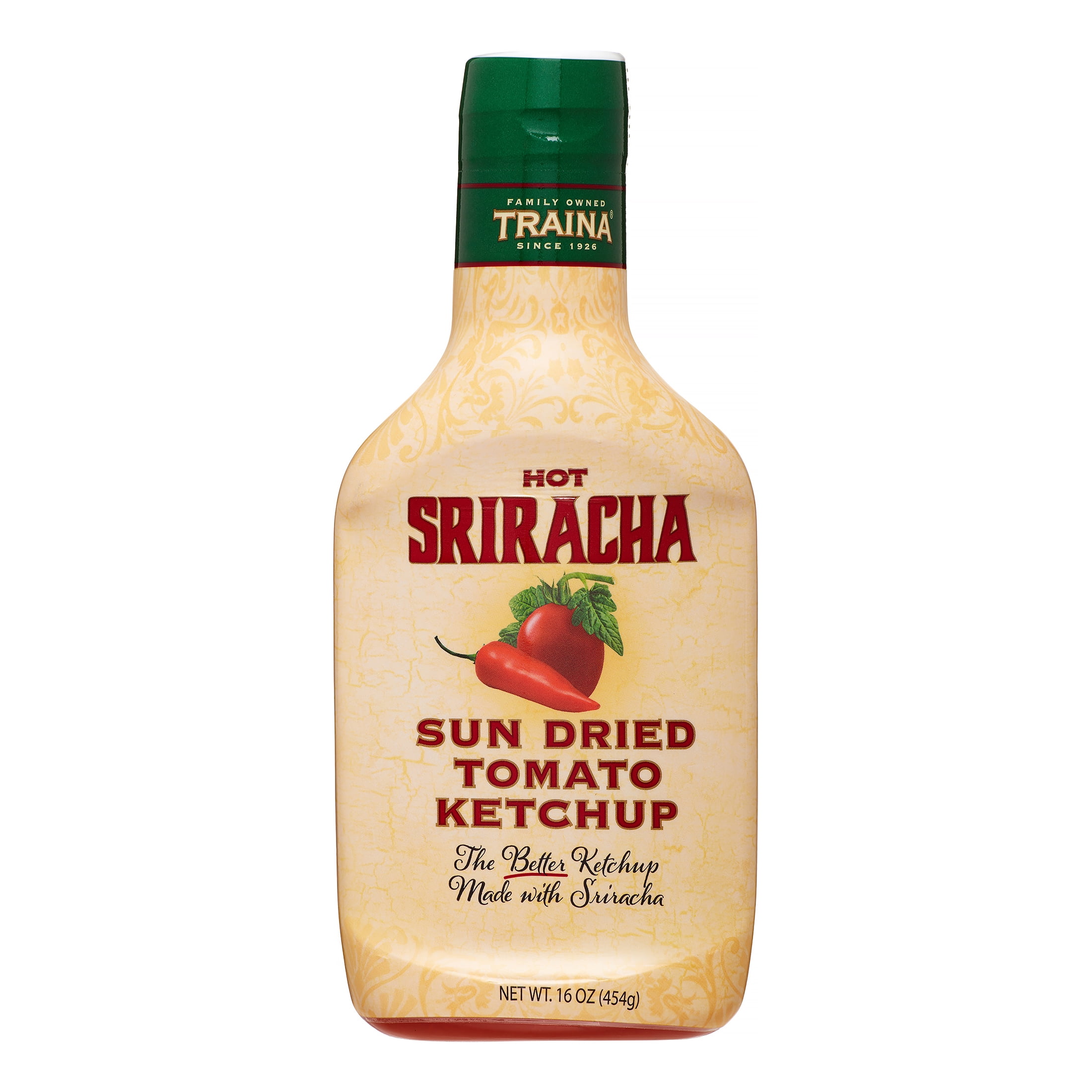 Traina Hot Sriracha Ketchup, Sun Dried Tomato, 16 Oz, 6 Pack