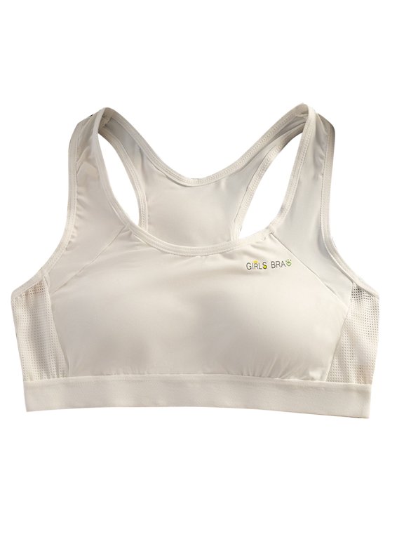 Trainer Bras for Girls Girls Soft Training Racerback Bras,Girls Sports Seamless Breathable Underwear Tops Built-In Chest Pad White 14-18Y
