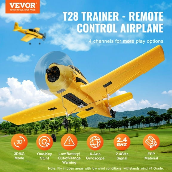 Trainer RC Plane for Beginners - 2.4GHz Wireless Remote Control, Durable EPP Foam Aircraft