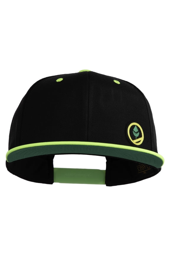 Trainer Red Monster Hunter Patched Classic Snapback Wool Blend 2 Tone Cap - Black Yellow OSFM