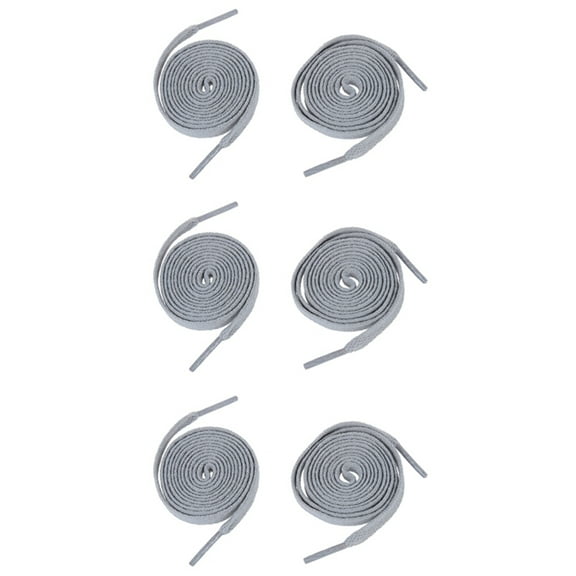 Trainers Plastic Tips 52.4 Long Grey Flat Wide Shoe Laces Strings 6Pcs