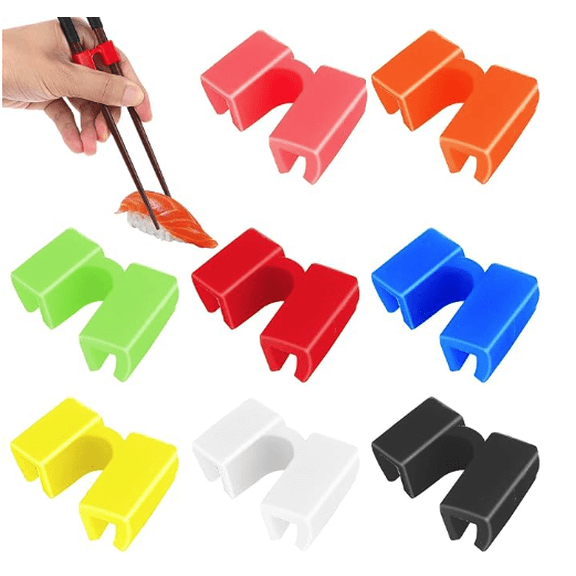 Training Assist Beginner Red Blue Plastic Chopstick Holders 2 Count, Blue (1 Set)