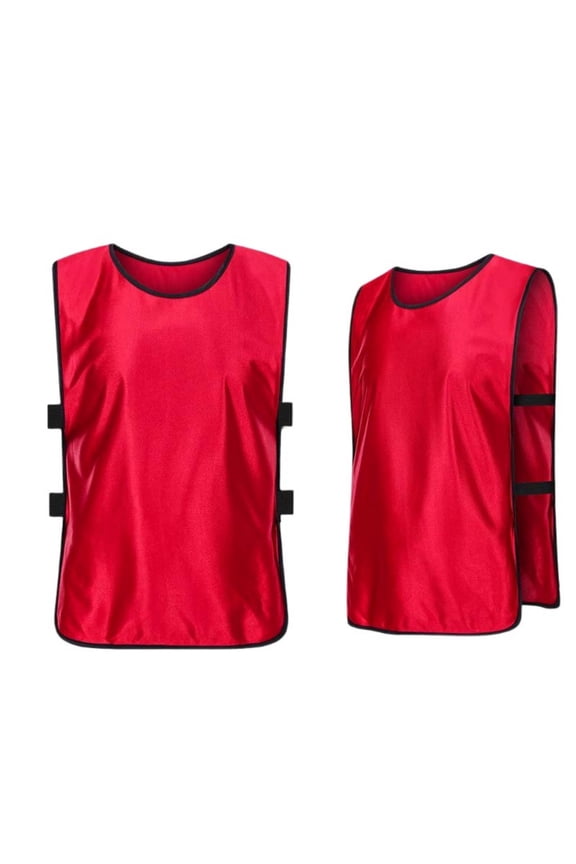 Training Bibs Kids Scrimmage Vest Boys Girls Side Hollow Out Breathable Lightweight Pinnies Tanks 5-16 Years (2-5 Years, Red)