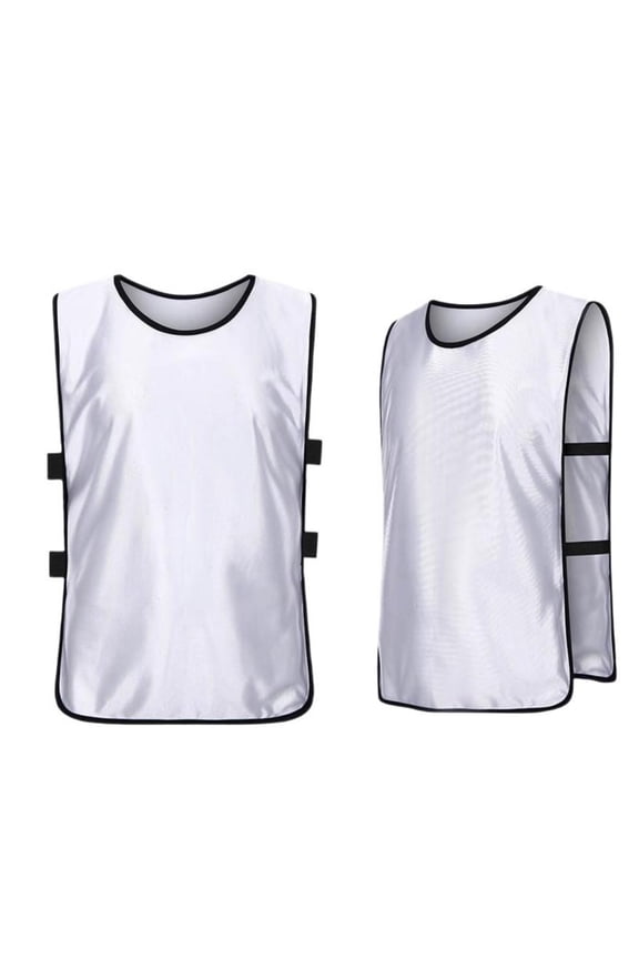 Training Bibs Kids Scrimmage Vest Boys Girls Side Hollow Out Breathable Lightweight Pinnies Tanks 5-16 Years (2-5 Years, White)