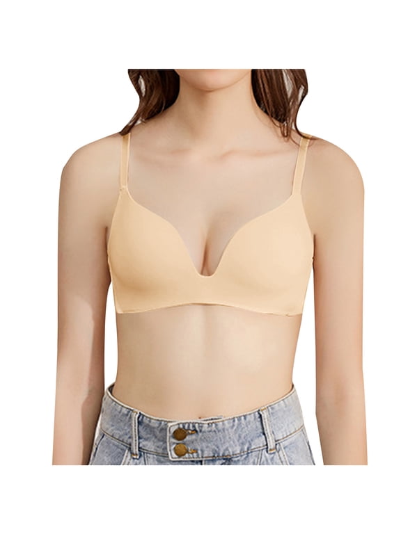 Training Bra for Girls Seamless Teen Girls Seamless Push up Bras, Women Small Cup Wireless Underwear Bralettes Comfy Smoothing Everyday T-Shirt Bra Beige S