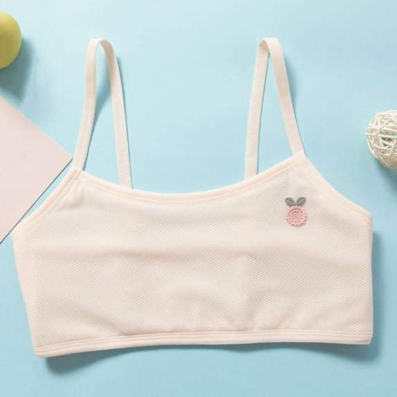 Training Bra Kids Child Girls Mesh Thin Breathable Comfort Training Bras Solid Sports Bra Bralettes Beige 9 Years-10 Years