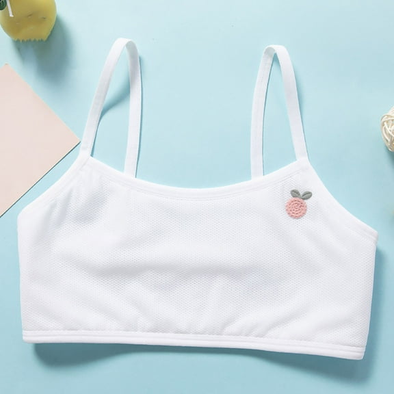 Training Bra Kids Child Girls Mesh Thin Breathable Comfort Training Bras Solid Sports Bra Bralettes White 9 Years-10 Years