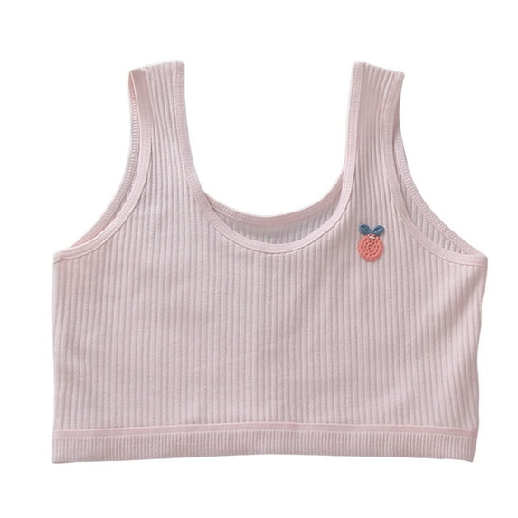 Training Bra Kids Girls Peach Print Wire Free Soft Stretchy Bralettes Training Bras Bralettes Teen Bra Light Pink 8 Years-12 Years