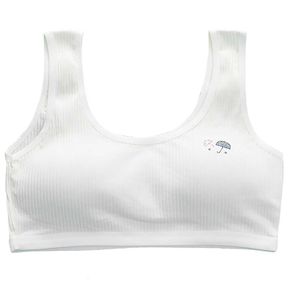 Training Bra Kids Girls Solid Wire Free Soft Stretchy Bralettes Training Bras Bralettes Girls Bras White 8 Years-12 Years