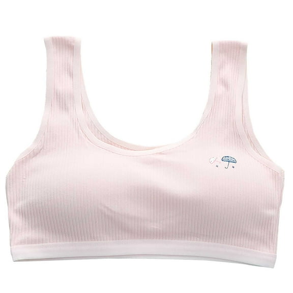 Training Bra Kids Girls Solid Wire Free Soft Stretchy Bralettes Training Bras Bralettes Girls Sports Bras Pink 8 Years-12 Years