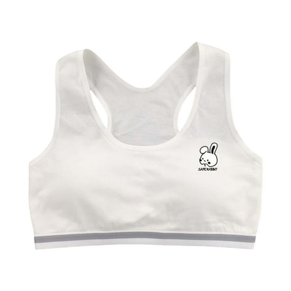 Training Bra Kids Girls Solid Wire Free Soft Stretchy Bralettes Training Bras Bralettes Teen Bra 10 Years-15 Years White
