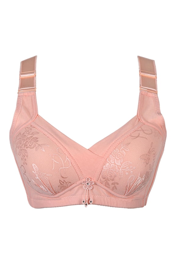 Training Bra Women Fashion Printed Bra Wire-Free Underwear Pullover Bra Everyday Underwear V-Neck Full-Coverage Bra Feature Hook and Eye Closure Balconette Bra Style Y-448 , Orange 80