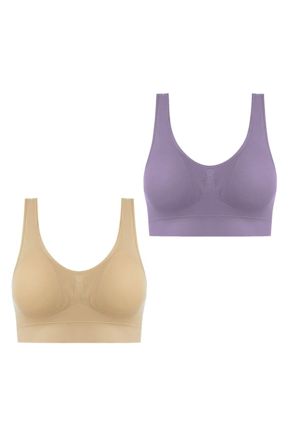 Training Bra Women Pullover Bra Feature V-Neck Molded Bra Style W-1776 Purple 4XL