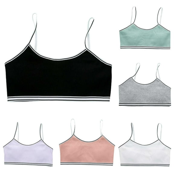 Training Bra for Girls 7-8 Years Old Racerback Straps & Soft Elastic Cotton & Spandex 10 to 16 Years Girls Seamless Training Bras Underclothe 6Pcs