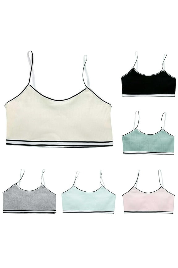 Training Bra for Girls 8-11 Beginners Racerback Straps & Soft Elastic Cotton & Spandex 10 to 16 Years Girls Seamless Training Bras Underclothe 6Pcs