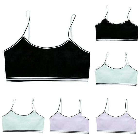 Training Bra for Girls 8-11 Racerback Straps & Soft Elastic Cotton & Spandex 10 to 16 Years Girls Seamless Training Bras Underclothe 6Pcs